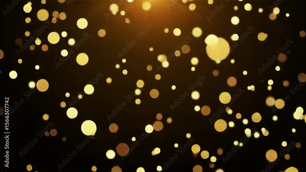 Abstract golden bokeh light background with elegant flare effects