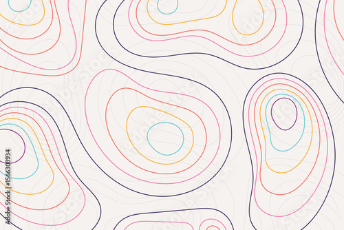 Abstract topographic contour map lines create an intriguing background with soft colors and organic shapes for design projects.