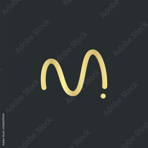 m letter wave luxury logo vector