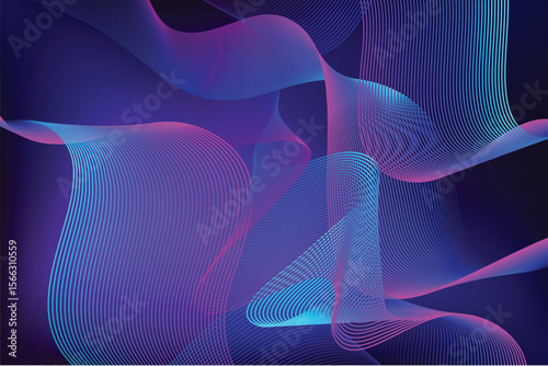 Elegant flowing lines in vibrant blues and pinks create a dynamic abstract background suitable for creative designs.