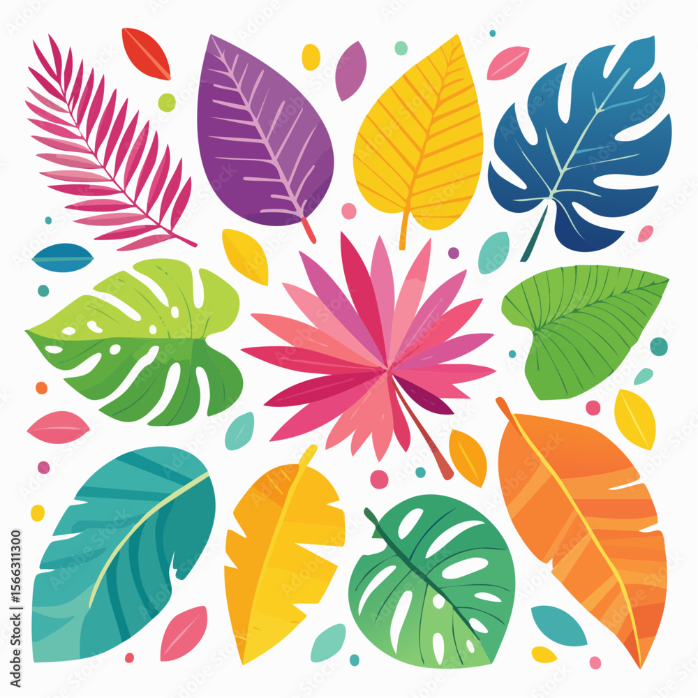 Fototapeta premium set abstract tropical leaves