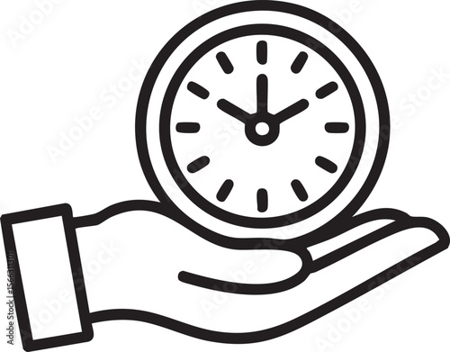 Hand Holding Clock Icon Representing Time Management Schedule Deadline Punctuality Efficiency Planning Productivity And Organization

