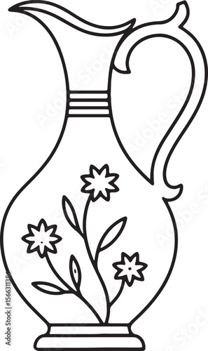ewer silhouette line art illustration premium quality