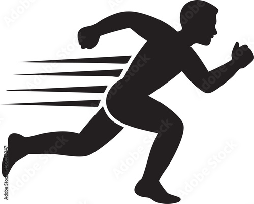 Silhouette Of Fast Running Man Representing Speed Fitness Sprint Training Exercise Motion Energy Competition Sport And Physical Activity

