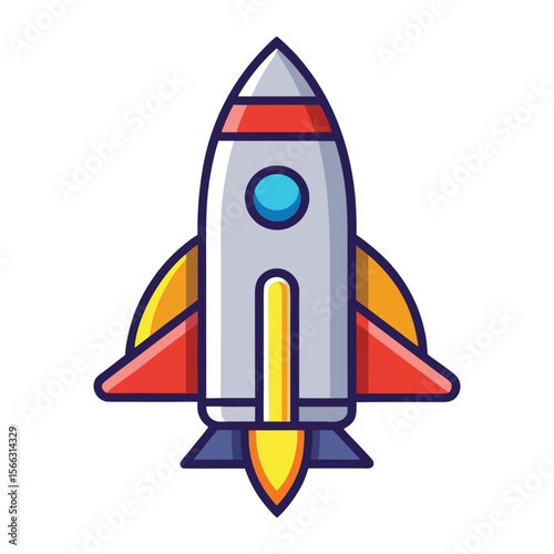 Spaceship Icon in Flat Design – Vector Illustration of Spacecraft Symbol