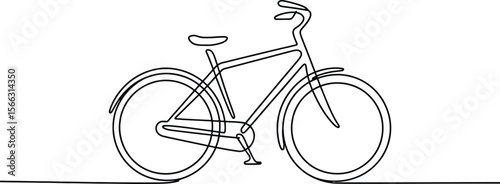 Black Line Drawing of a Bicycle on White Background