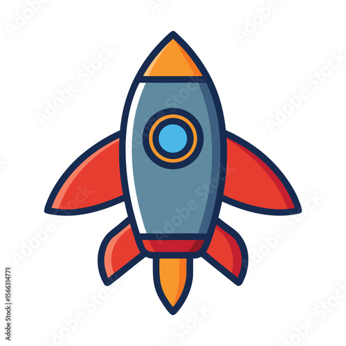 Spaceship Icon in Flat Design – Vector Illustration of Spacecraft Symbol