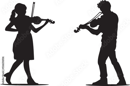 Violin Players Silhouette
