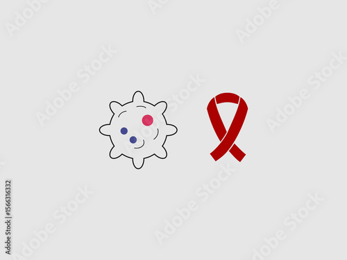 cancer cell with red and blue dots