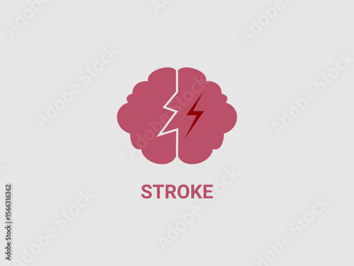 a red brain with a white lightning bolt through its center