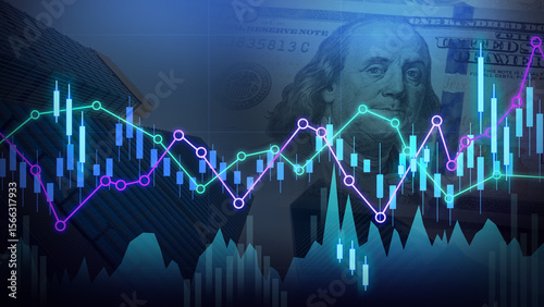 stock market chart line chart and candle stick