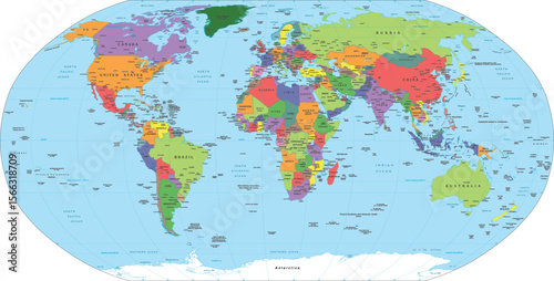 Vector Global Map with Political Boundaries and Countries