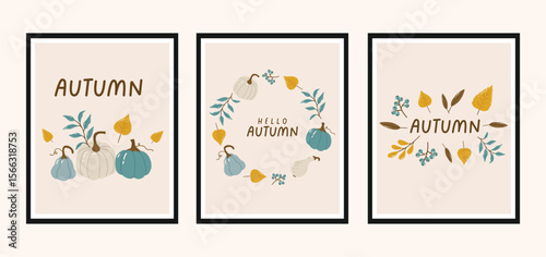 Autumn collection, autumn cozy set, design for posters, banner, greeting cards, stickers, sale