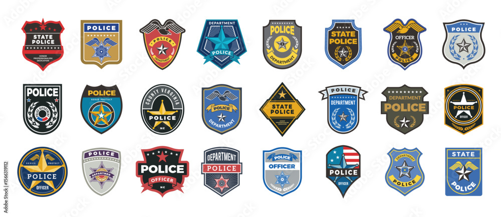 police badges officer security federal agent signs symbols police protection logo.