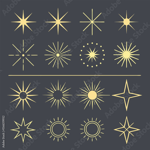 Set of Decorative Stars and Suns