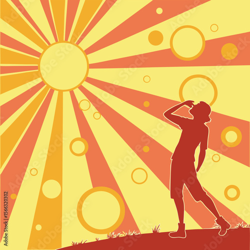 Retro Style Silhouette of Person on Sunny Day