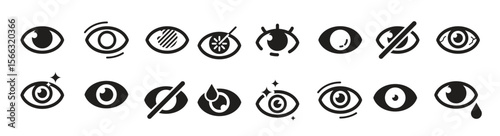  optometry icon ophthalmology symbols eye doctor lens optician line collection