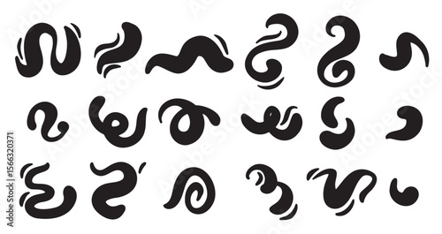 organic abstract liquid irregular paint blobs bold set fluid splashes wavy forms collection vector.