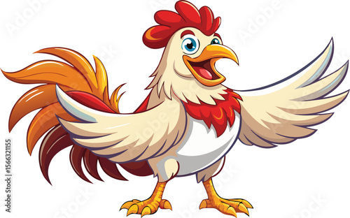 Red rooster farm animal vector illustration isolated on white background