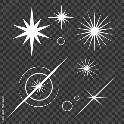 Abstract Starburst Shapes on Transparent Background