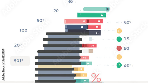 Horizontal bar graph displaying various percentages and degree values with color coded indicators