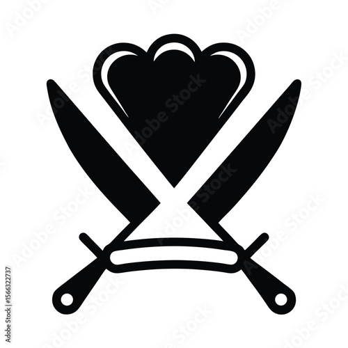 Chef Hat Crossed Knives Icon Vector Illustration