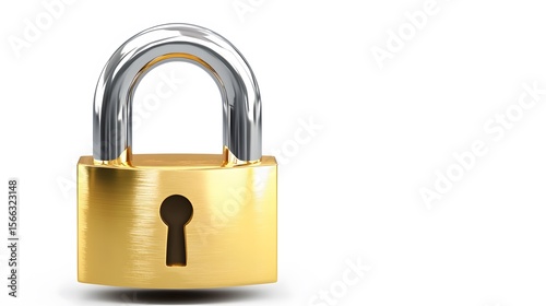 Gold Padlock Security Symbol 3D Render Illustration