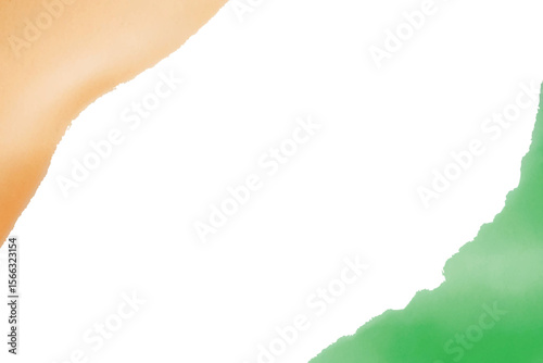 Tricolored Impression: A close-up artistic representation, blending saffron, white, and green in a symbolic homage to India's essence.  A brushstroke-inspired abstract composition