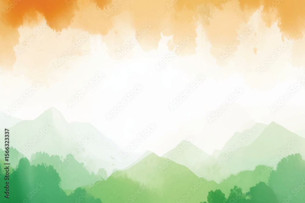 Obraz premium indian flag tricolor watercolor background 15th august indepedence day and 26 january republic day saffron, orange and green watercolour vector banner or poster design