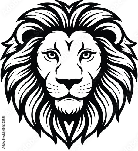 Black and White Lion Head Illustration animal wildlife