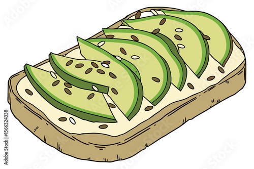 Realistic avocado toast with sesame seeds banner design