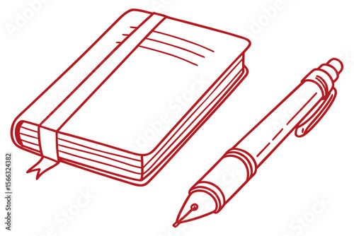 Stylized duo of pencil and notebook with bold outlines for creative projects