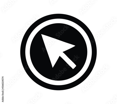 Simple Black and White Cursor Target Icon On White Background