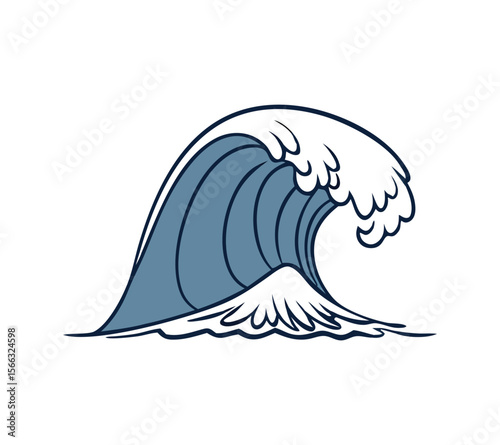 Summer Surf and Wing Foil Illustrations On White Background
