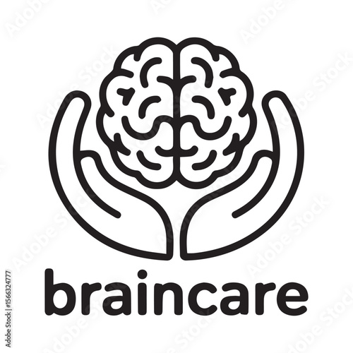 Set of "Braincare" Logos for Therapy and Support,Two vector icons representing mental health, neuroscience, and psychological well-being