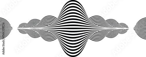 Black and White Striped Wavy Forms Optical Illusion
