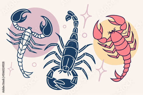 Modern zodiac signs collection with stylized celestial illustrations