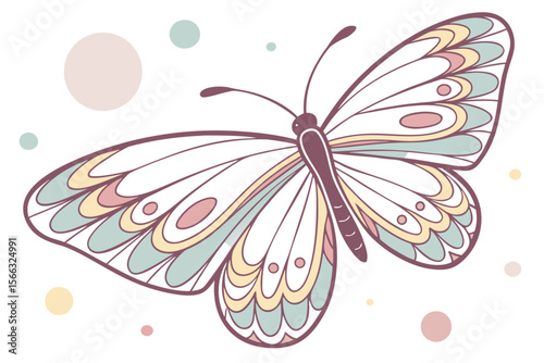 Charming flat design butterfly illustration with soft pastel colors