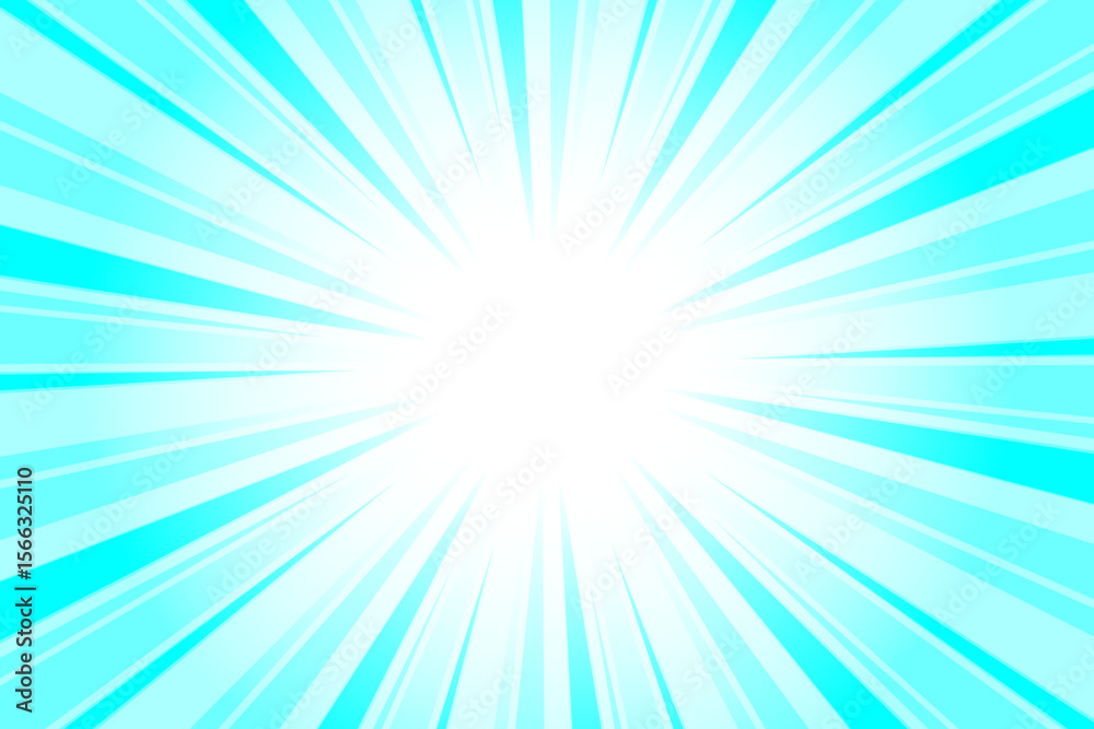 Obraz premium Aqua Blue Abstract Blue Sunburst Background. Blue background with Glowing Sunburst and Dynamic Light Rays.