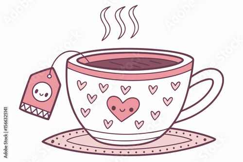 Cute coffee cup with a heart design perfect for stickers and branding
