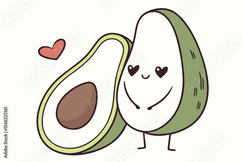 Cute minimalist avocado with heart design for advertising and banners
