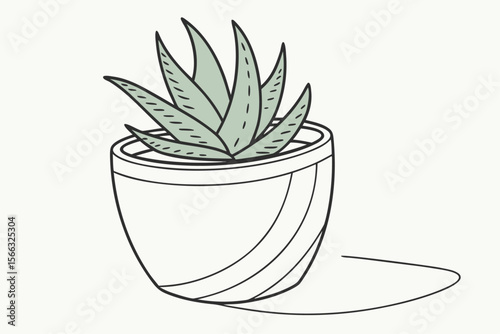 Simple illustration of a potted succulent plant with clean lines