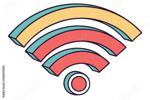 Vibrant multi colored wi fi signal icon for wireless connectivity and networking
