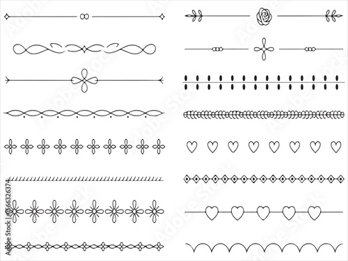 Collection of elegant black and white decorative line dividers and borders