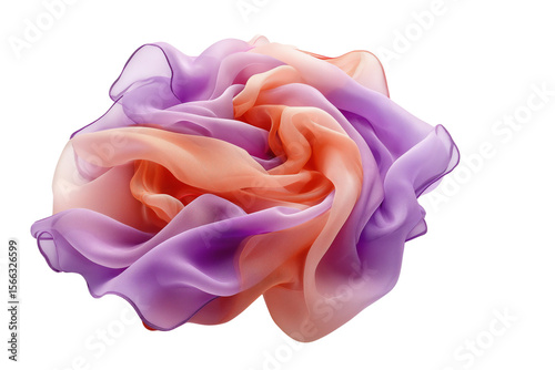 Orange Purple Silk Scarf on Transparent Background