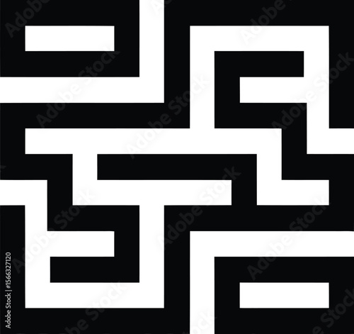 Black and White Maze Graphic Puzzle Illustration labyrinth