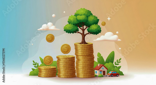 Symbolic Illustration Of Financial Growth With Nature