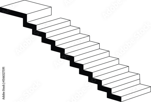 Isometric Black and White Staircase Illustration stairs