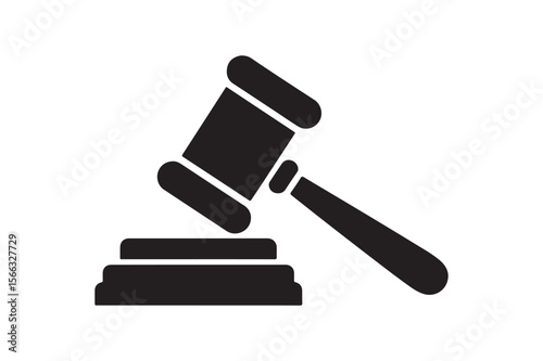 Classic Black Silhouette of a Gavel and Sound Block for Law and Justice