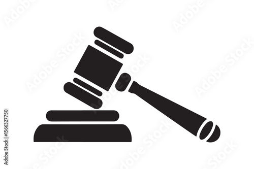 Classic Black Silhouette of a Gavel and Sound Block for Law and Justice
